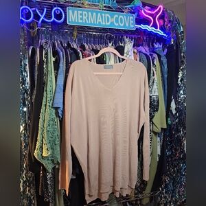 #0128 NWOT 1XL/2XL Pink-Blush SWEET LOVELY by JEN Sweater 30"ptp 30-32"Long Soft